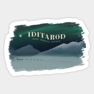 iditarod race across alaska painting Sticker